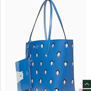 kate spade arctic friends penguin large reversible tote and polar bear wristlet